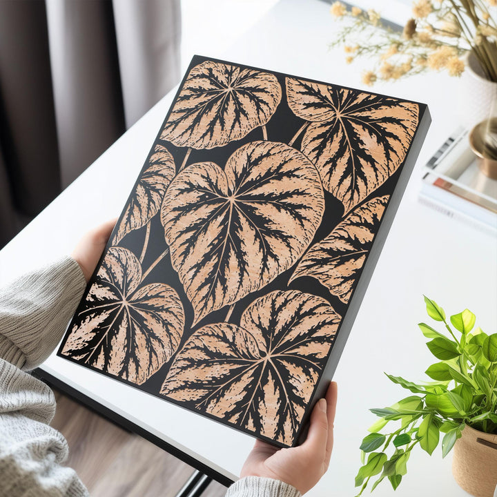 Begonia Leaf Pattern Engraved Birch Art Panel
