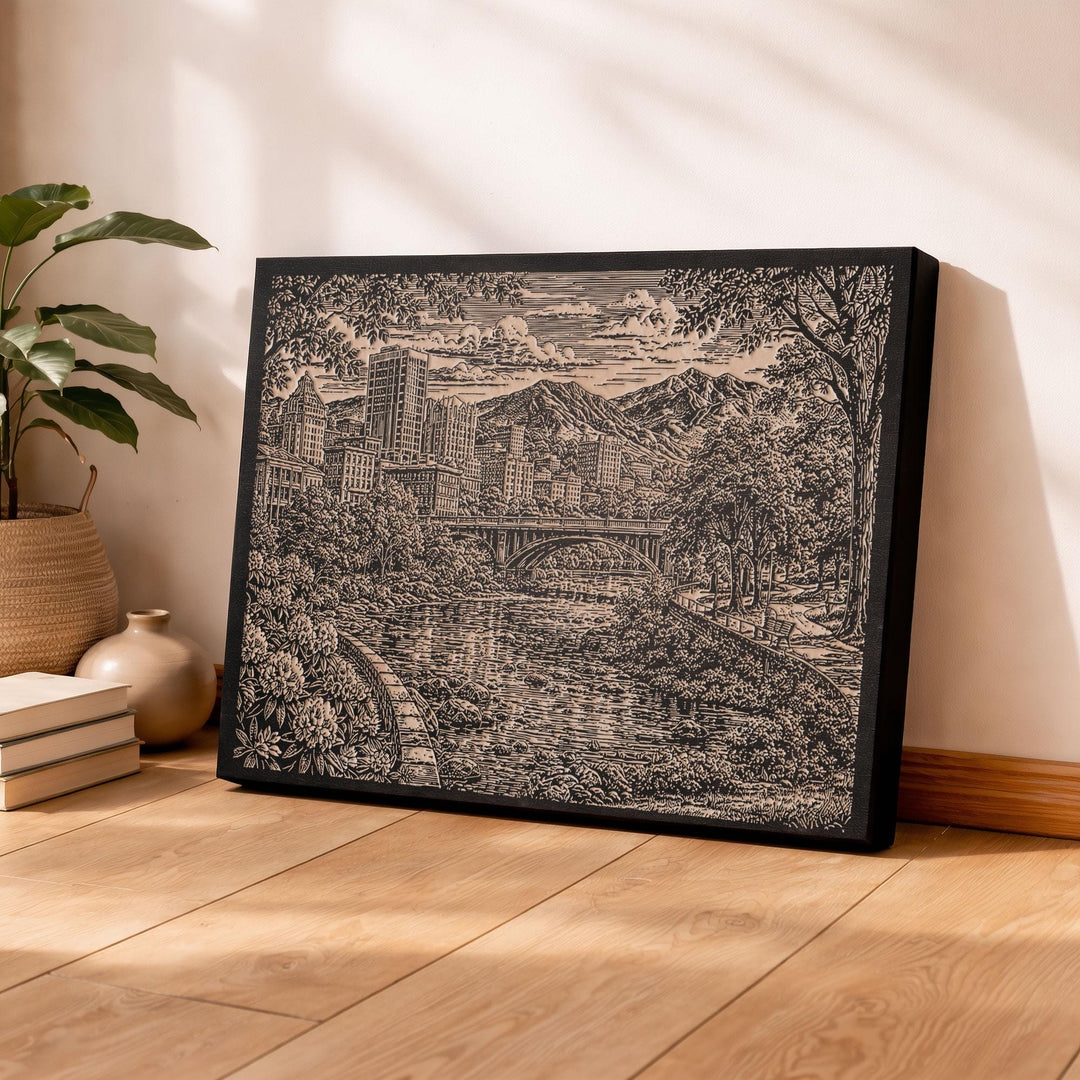 Asheville North Carolina Engraved Birch Art Panel