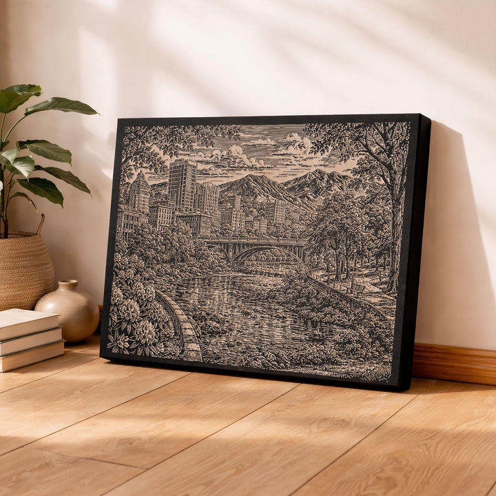 Asheville North Carolina Engraved Birch Art Panel