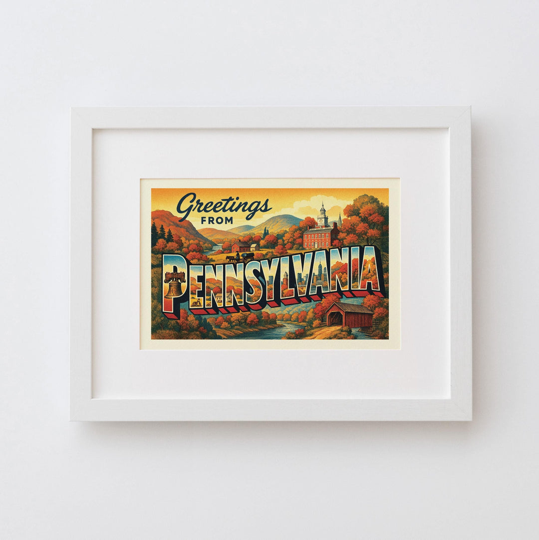 Pennsylvania Postcard Art Print