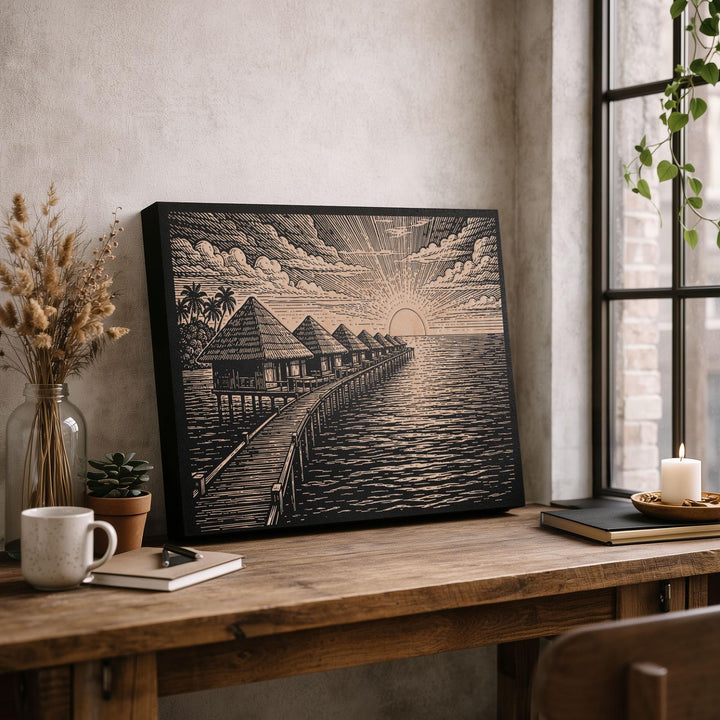Maldives Engraved Birch Art Panel