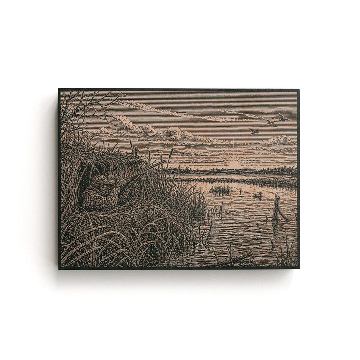 Duck Hunting Engraved Illustration