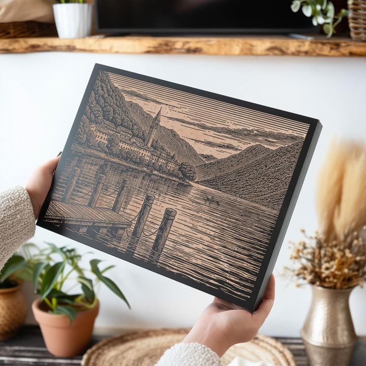 Lake Como Italy Engraved Birch Art Panel