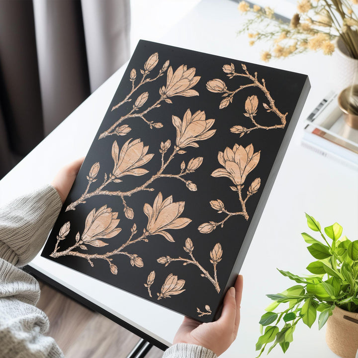Japanese Magnolia Engraved Birch Art Panel