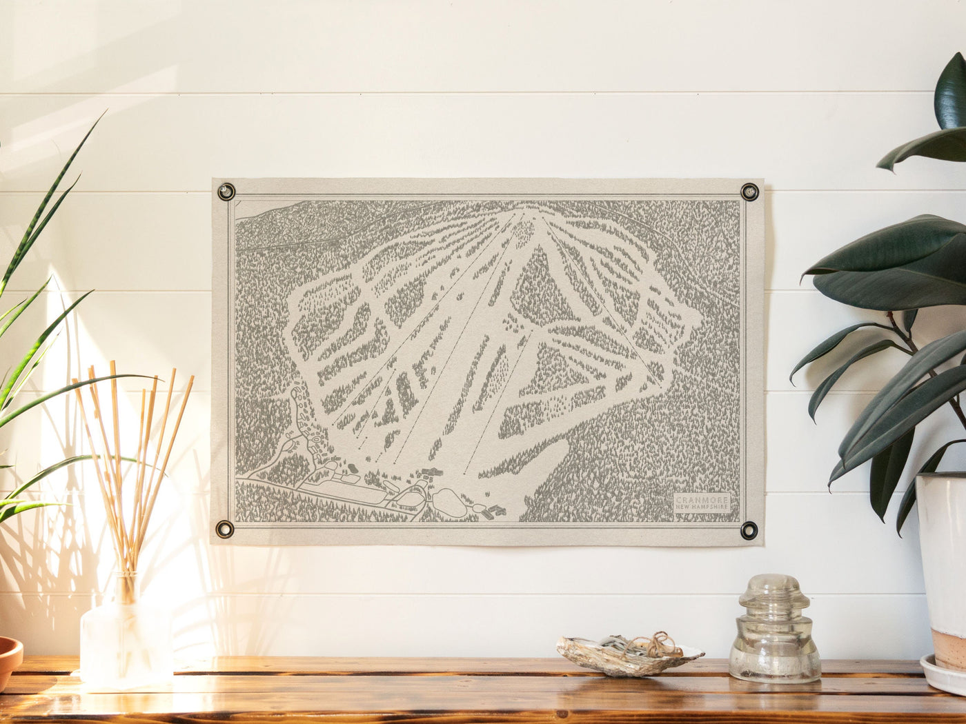 Cranmore NH  Mountain Trail Map Felt Poster Banner