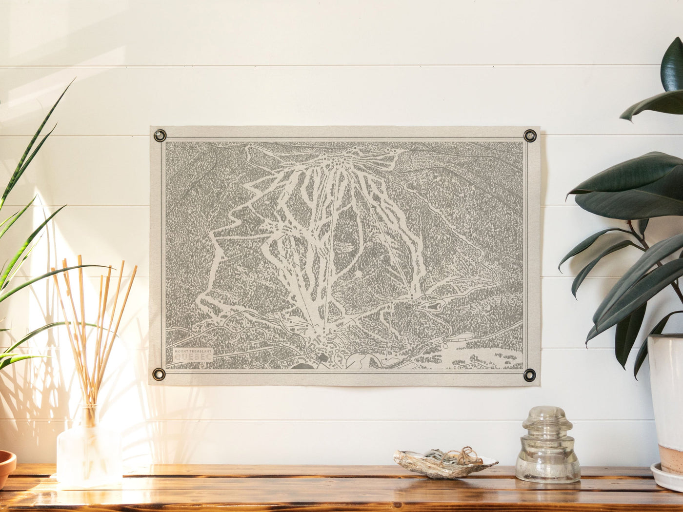 Mt Tremblant Quebec Mountain Trail Map Felt Poster Banner