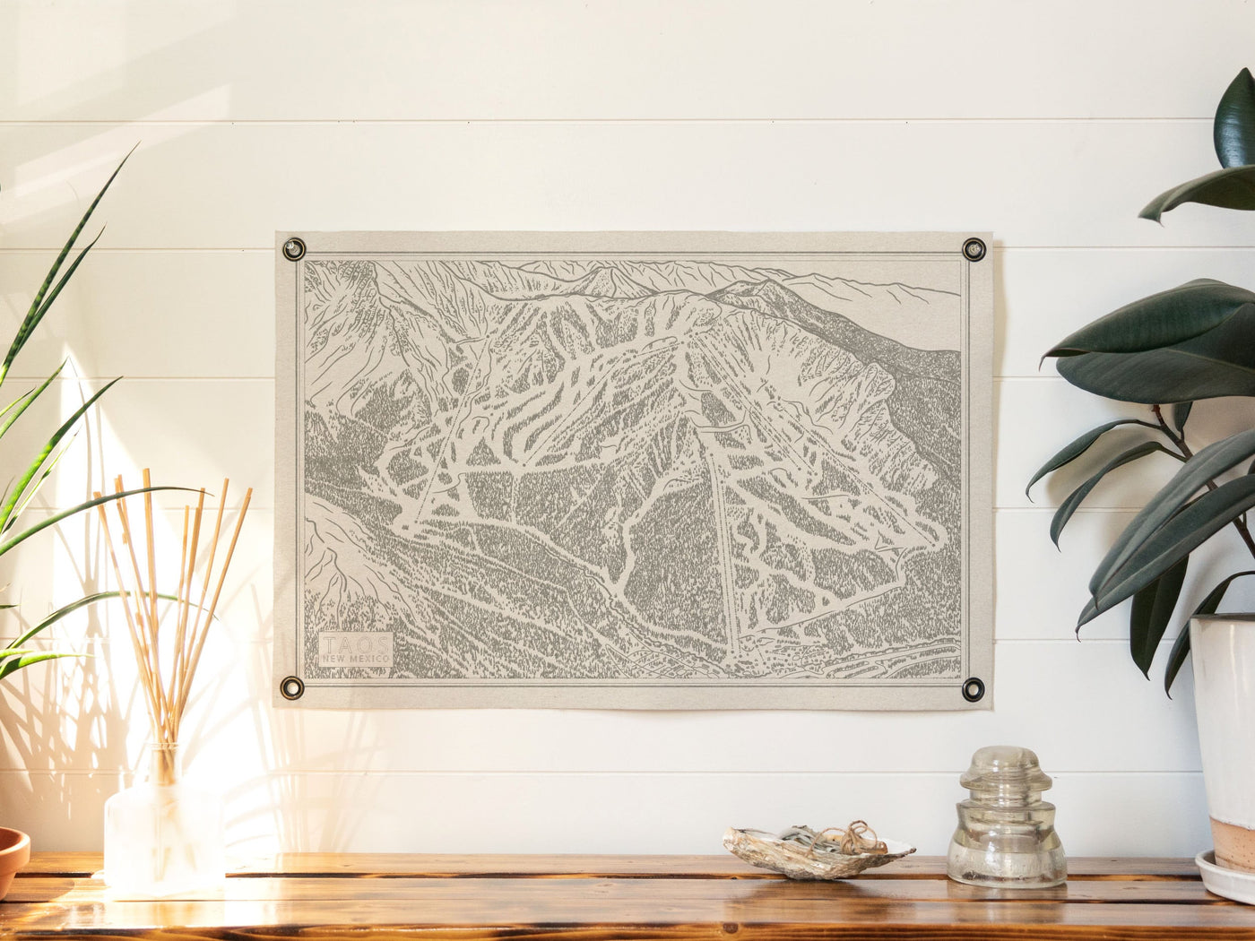 Taos New Mexico Mountain Trail Map Felt Poster Banner