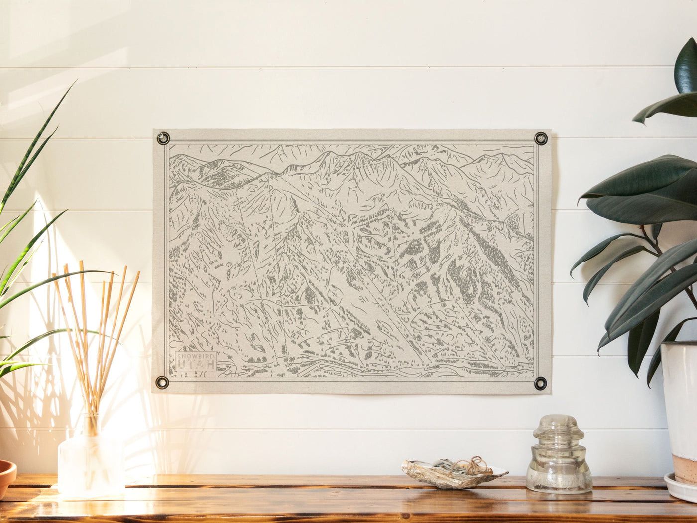 Snowbird Utah Mountain Trail Map Felt Poster Banner