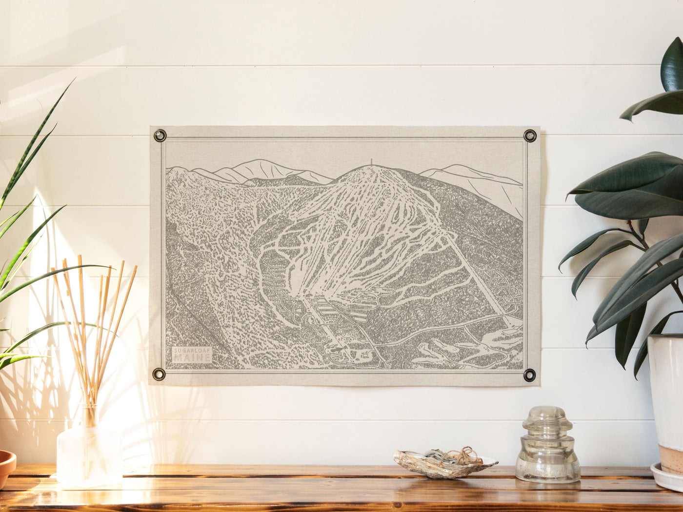 Sugarloaf Maine Mountain Map Felt Poster Banner