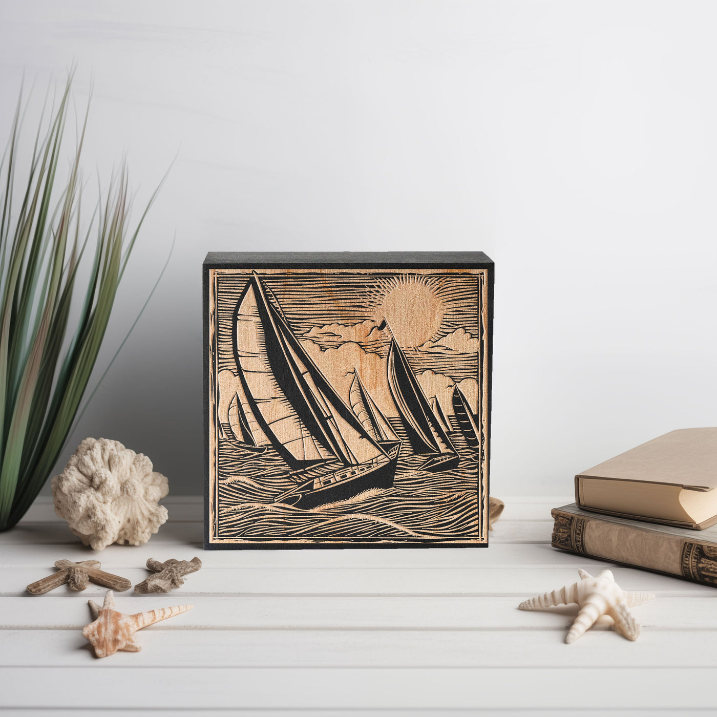 Sailboat Race  Engraved Illustration