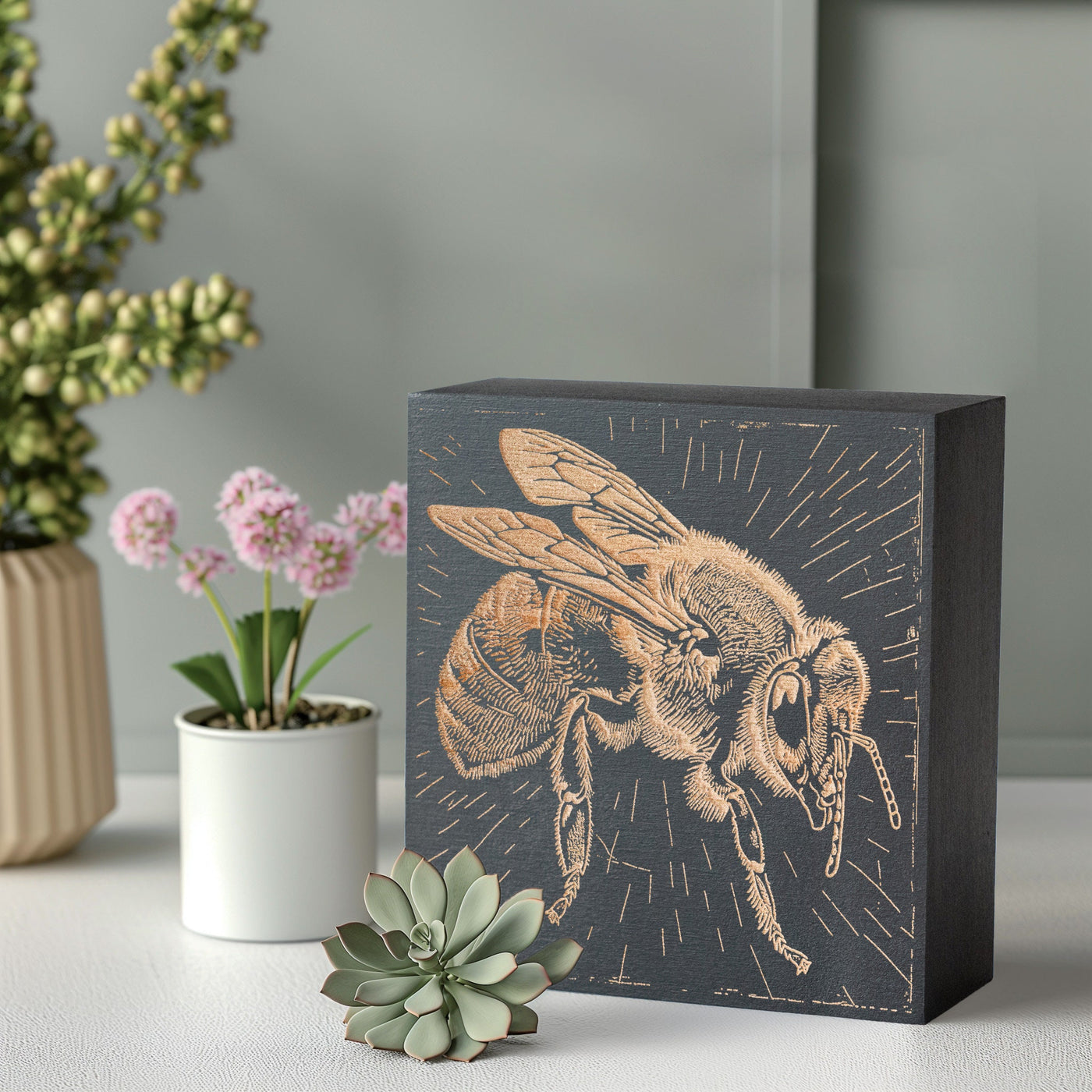 Honey Bee Engraved Illustration