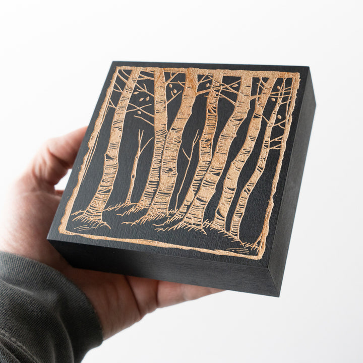 Birch Trees Engraved Illustration