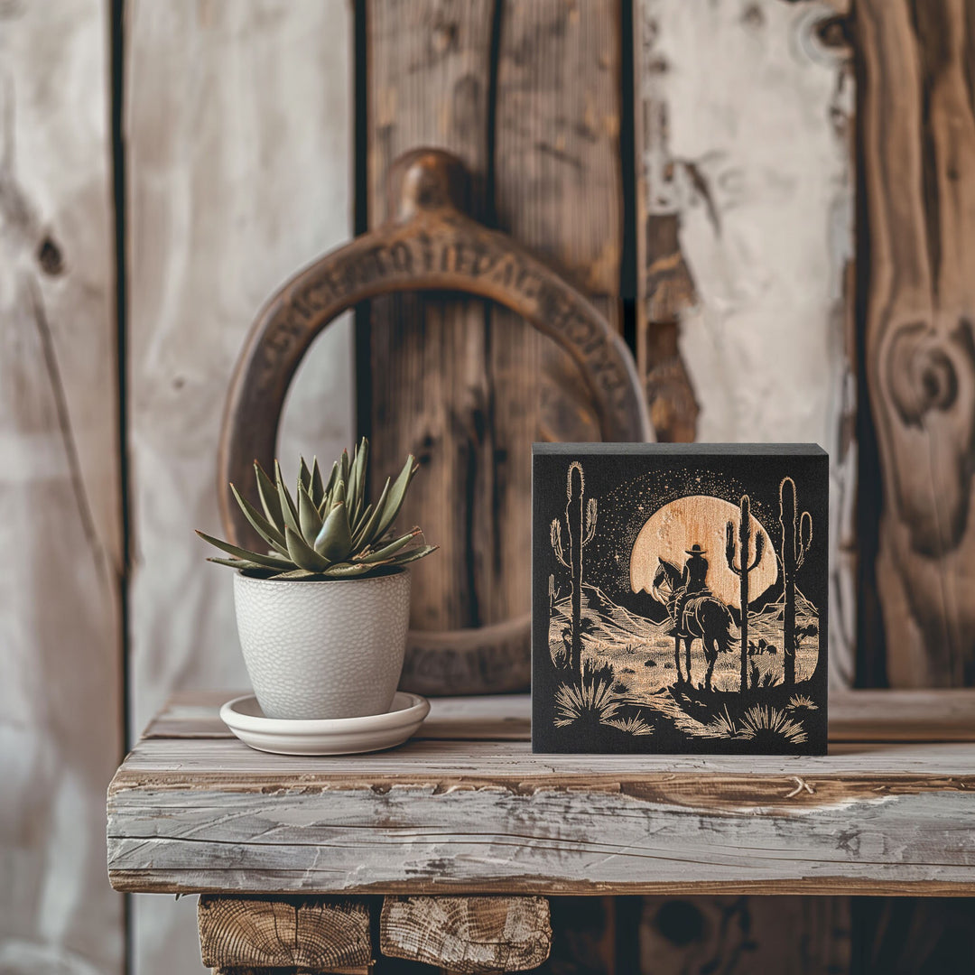 Desert Moon Engraved Illustration