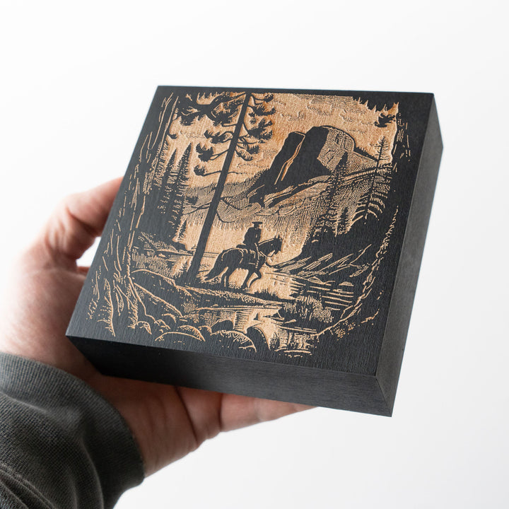 Cowboy in the Wild Engraved Illustration