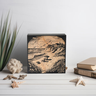 Rocky Beach Engraved Illustration