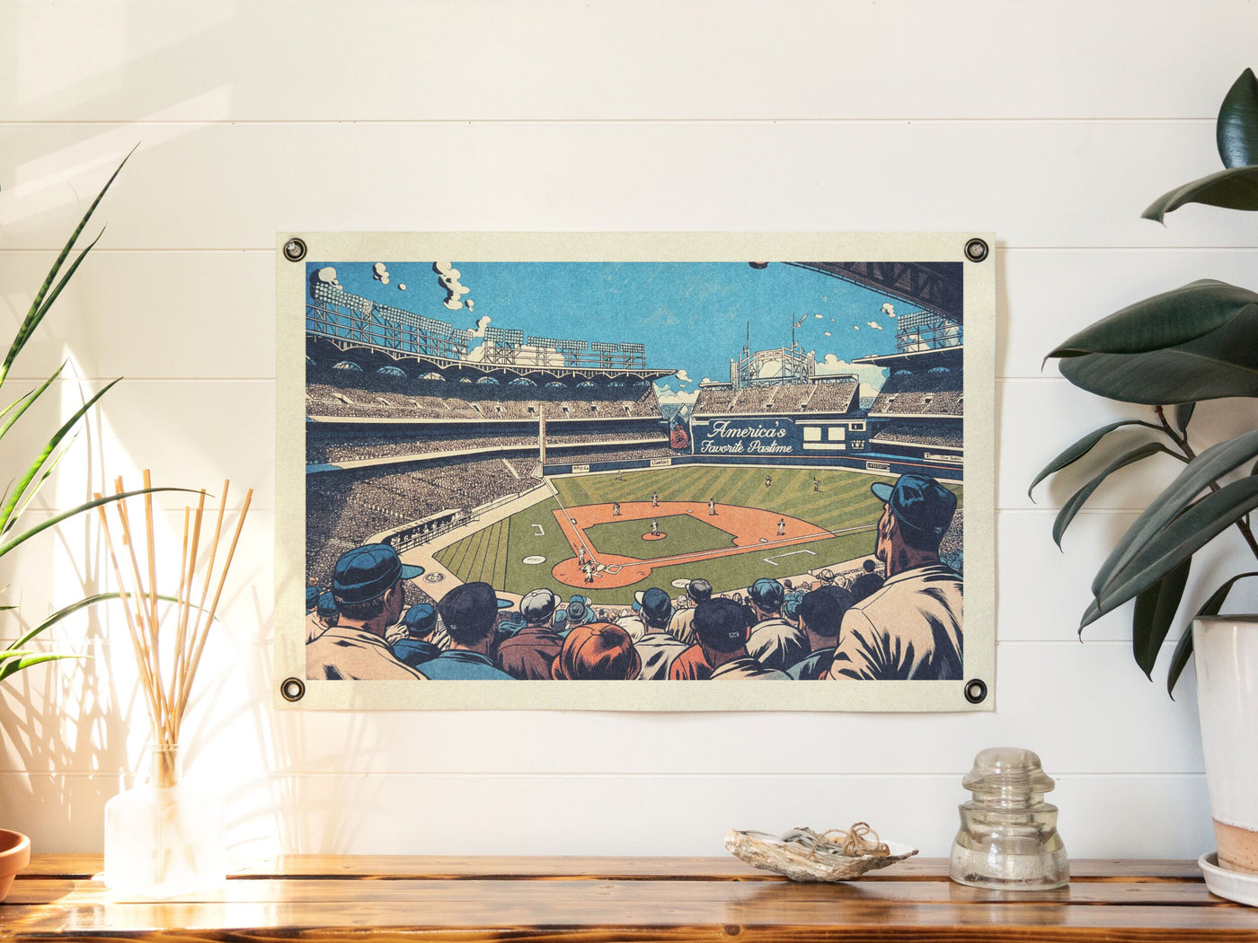 America's Favorite Pastime Baseball Felt Poster Banner