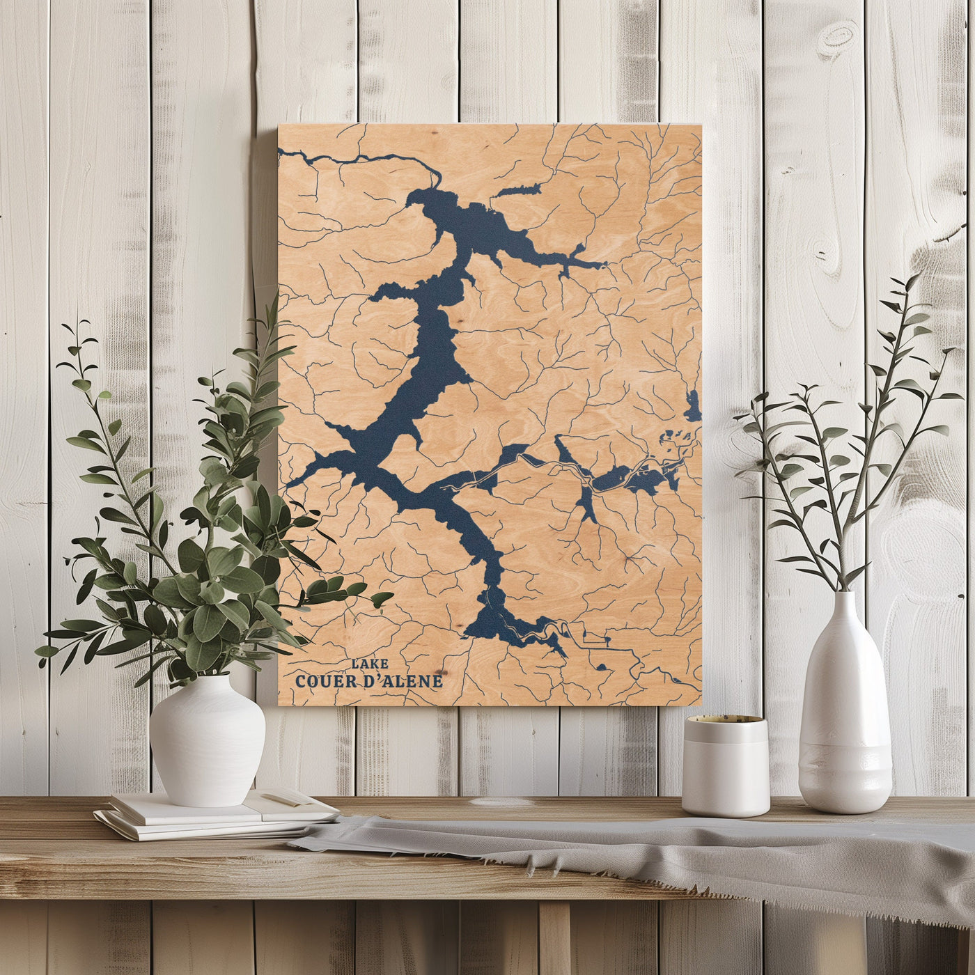 Lake Couer D'Alene Idaho Custom Lake Map