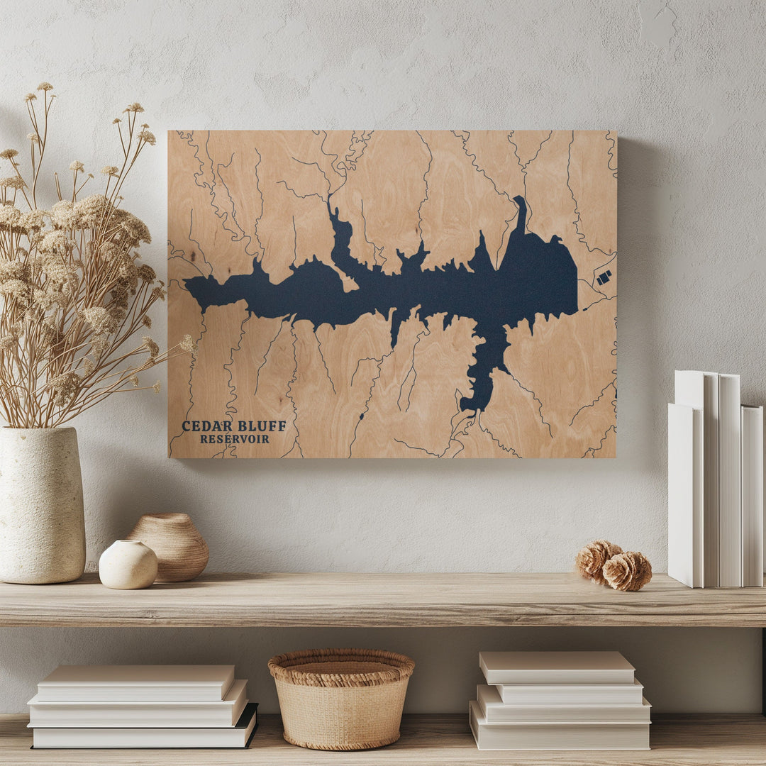 Cedar Bluff Reservoir, Kansas Lake Map