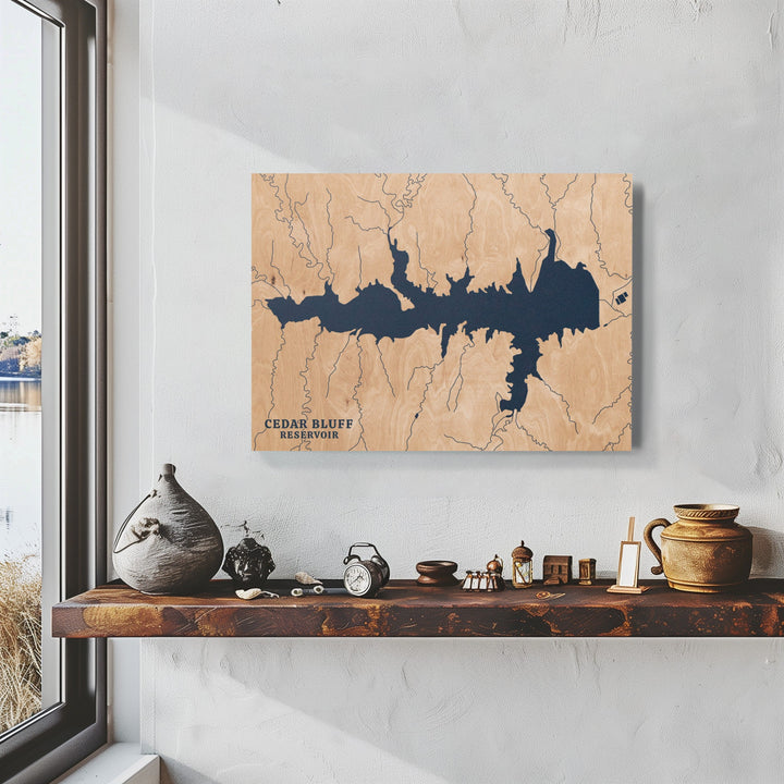 Cedar Bluff Reservoir, Kansas Lake Map