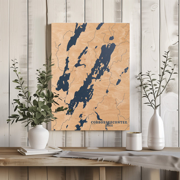 Cobbosseecontee Lake, Maine Lake Map