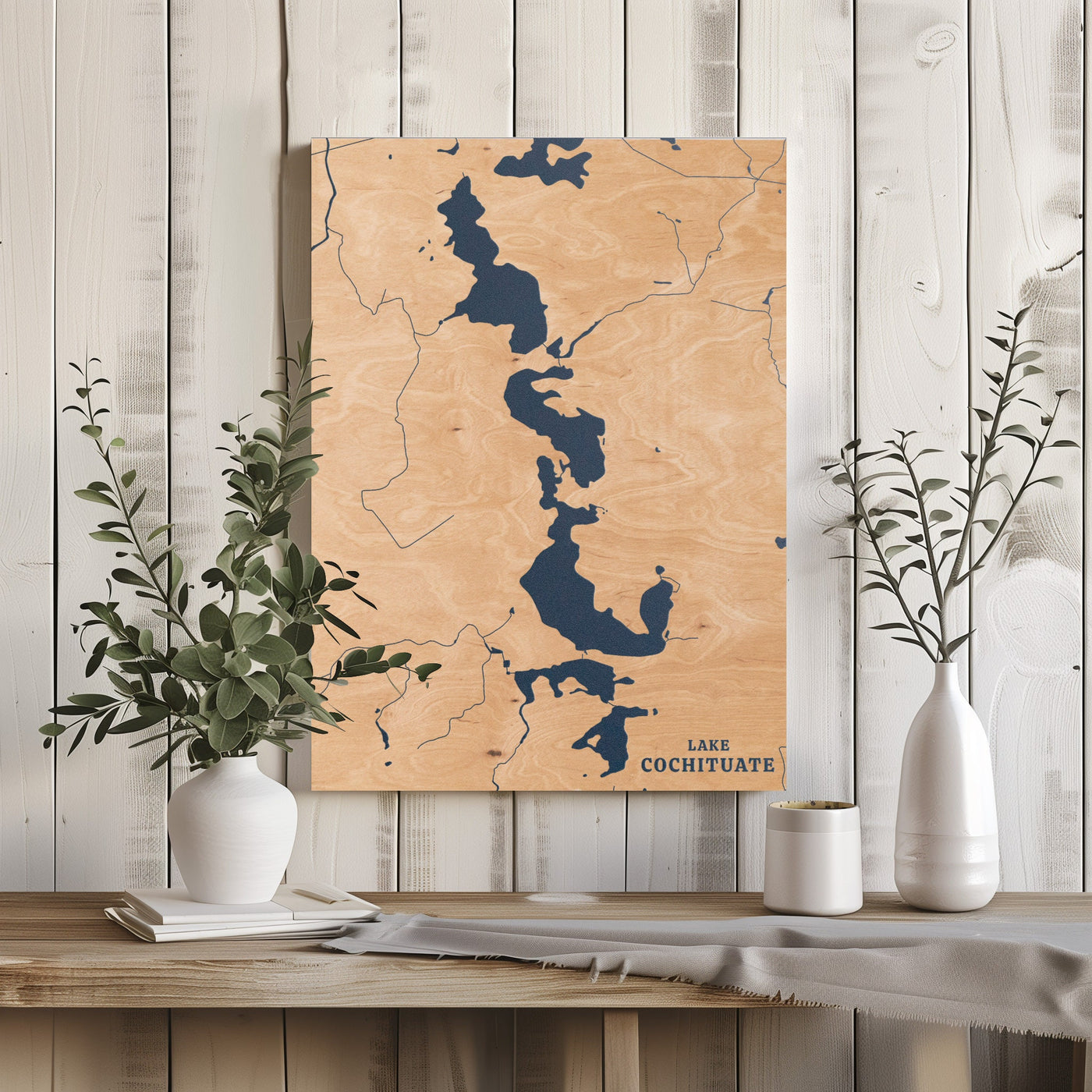 Lake Cochituate Massachusetts Custom Lake Map