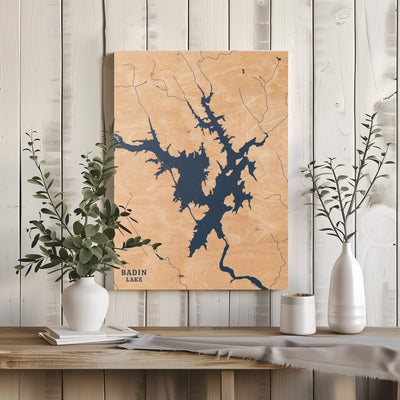 Badin Lake North Carolina Custom Lake Map