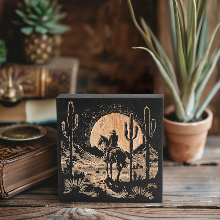 Desert Moon Engraved Illustration
