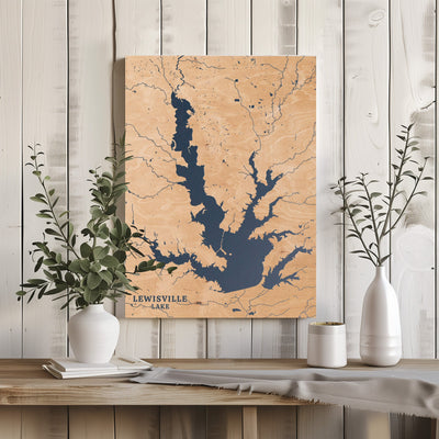 Lewisville Lake Texas Custom Lake Map