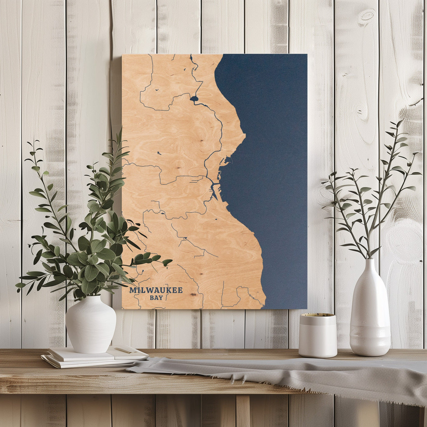 Milwaukee Bay Wisconsin Custom Lake Map