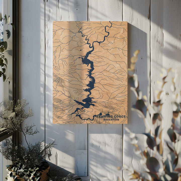 Flaming Gorge Reservoir, Wyoming Lake Map