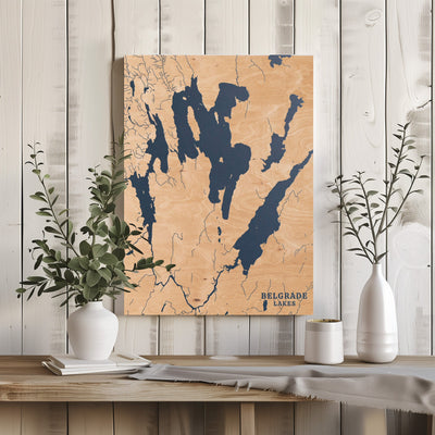 Belgrade Lakes Maine Custom Lake Map