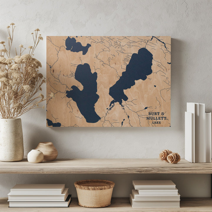 Burt &amp; Mullett Lake, Michigan Lake Map