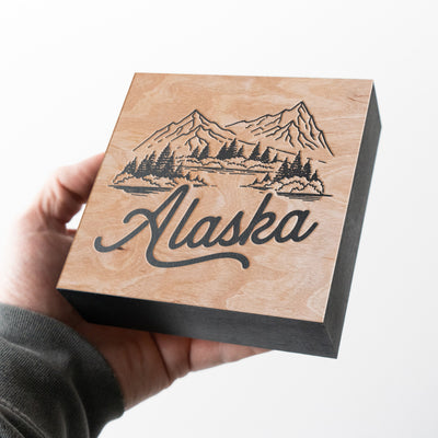 Alaska Mini Engraved Birch Wood Panel