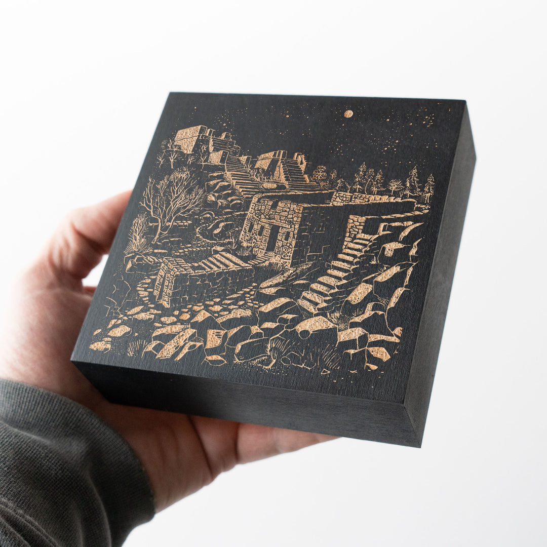New Mexico Aztec Ruins Engraved Illustration