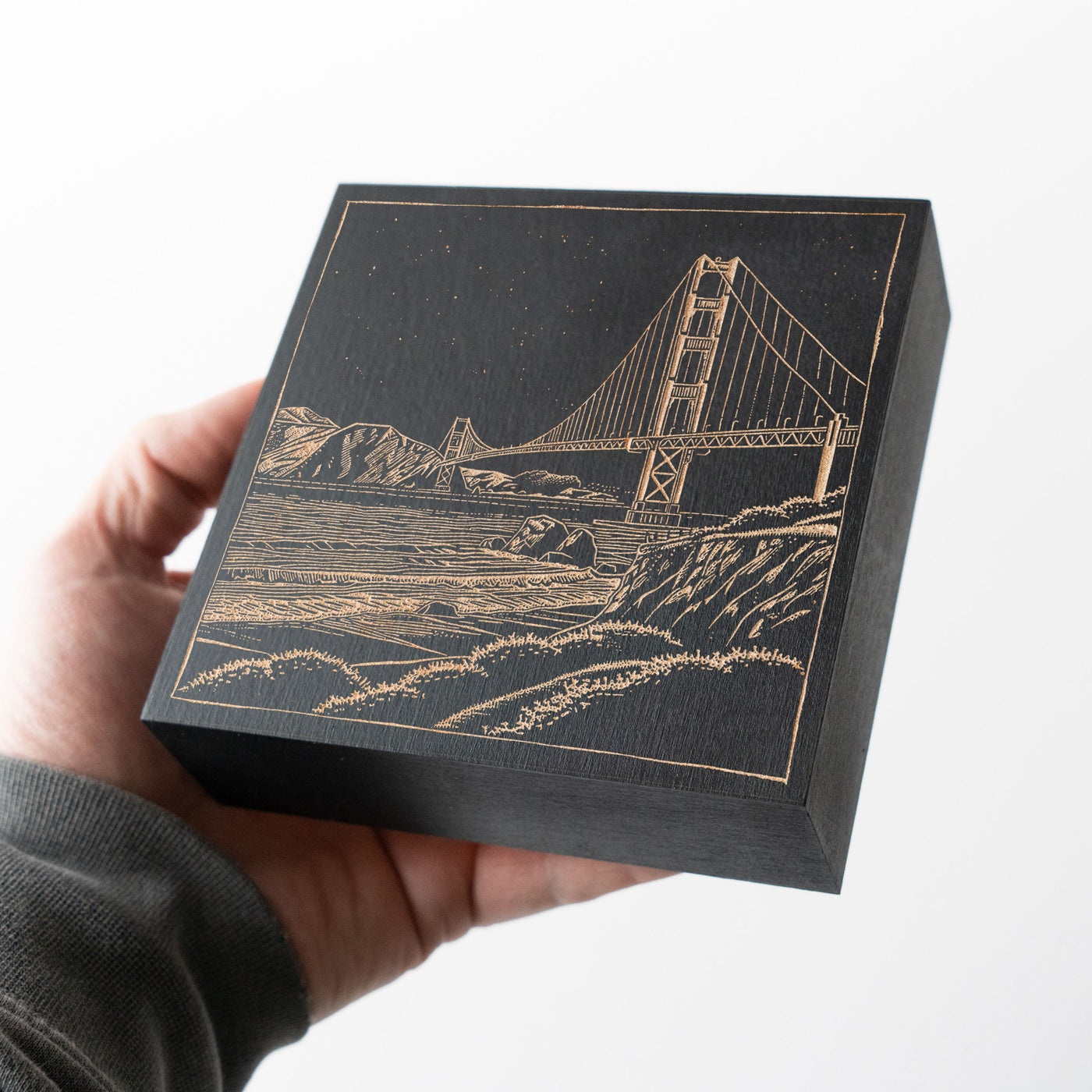 California Golden Gate Bridge Engraved Illustration