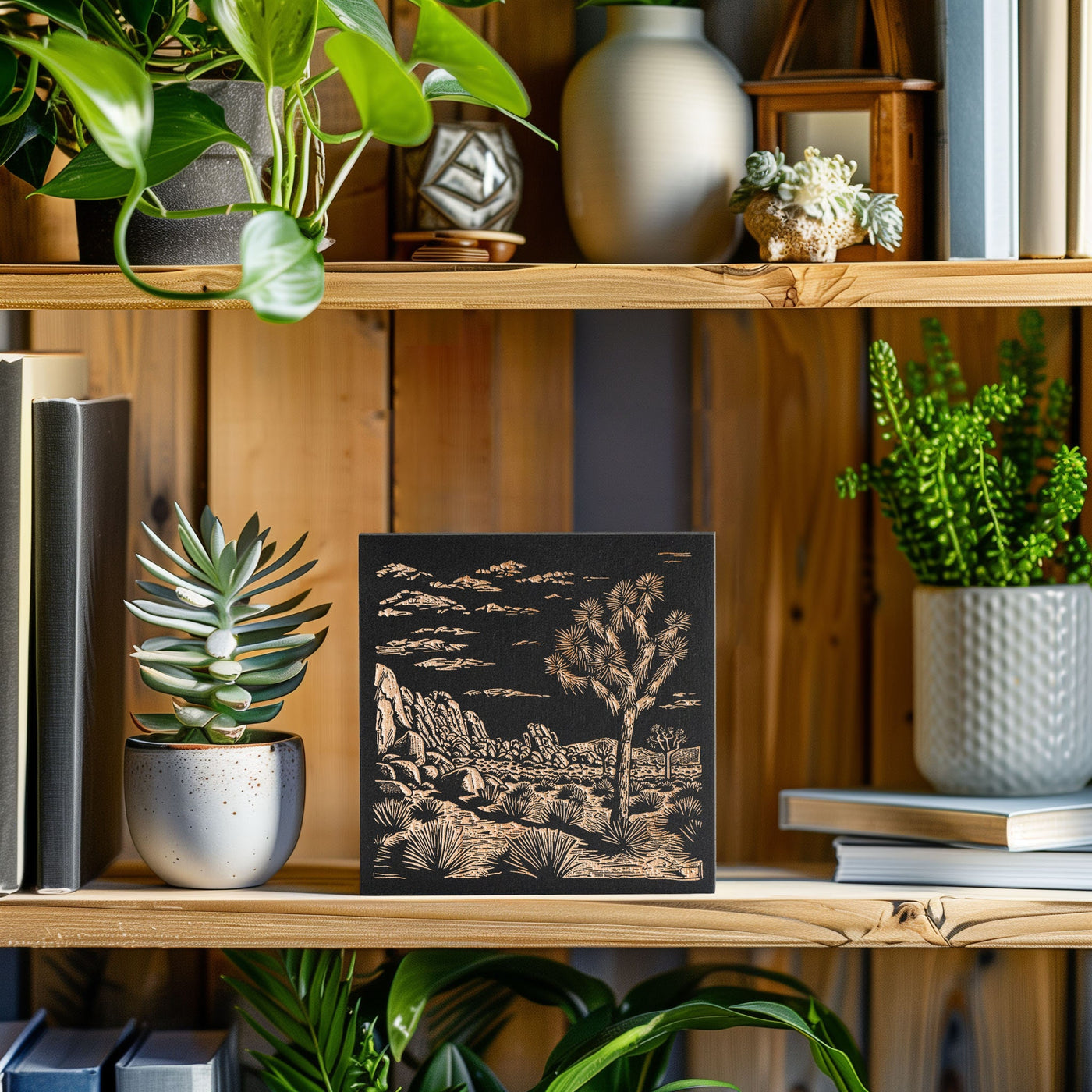 California Joshua Tree Engraved Wood Panel