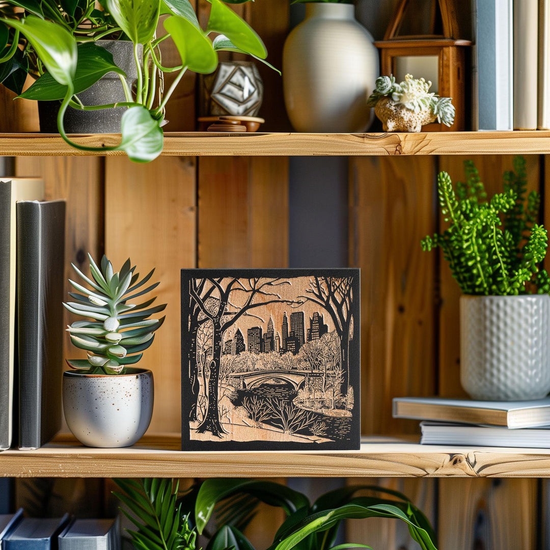 Winter in Central Park Engraved Illustration