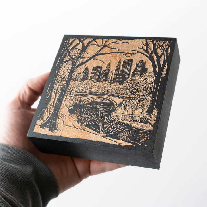 Winter in Central Park Engraved Illustration