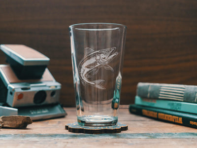 Barracuda Glasses | Personalized Whiskey, Wine & Beer Etched Glassware, Fisherman Gift, Marine Ocean Life, Saltwater Fishing Drinkware