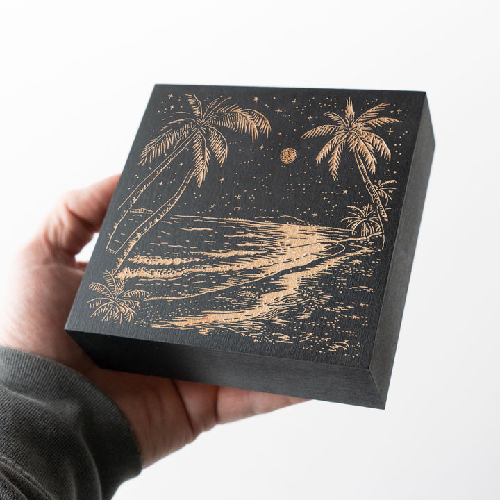 Florida Beach Engraved Illustration