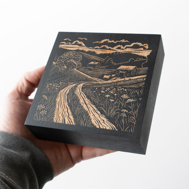 Vermont Farmland Engraved Illustration