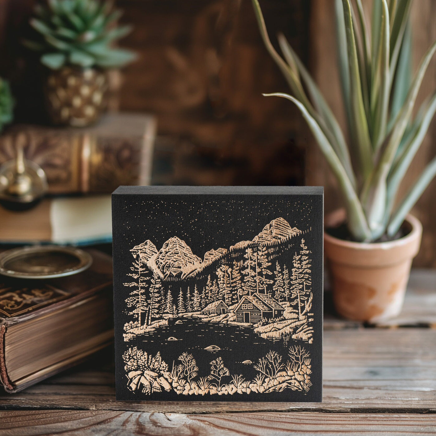 Colorado Maroon Bells Engraved Illustration