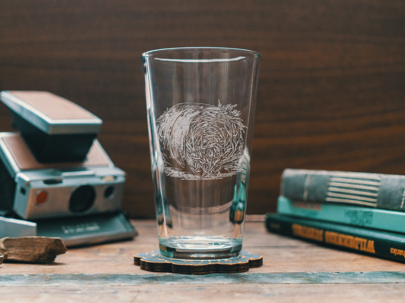 Hay Bale Glasses | Personalized Whiskey, Wine & Beer Etched Glassware, 4H Farmer Gifts, Farmhouse Décor, Country Style Kitchen Accents