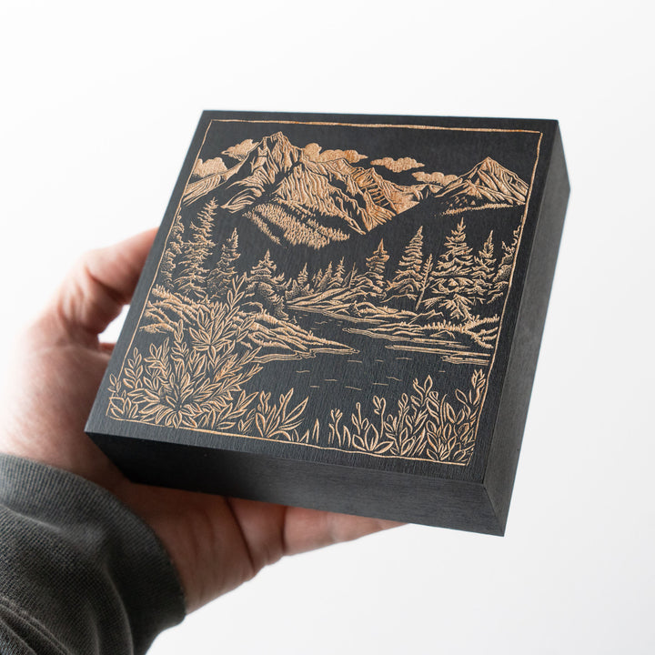 Montana Mountains &amp; Rivers Engraved Illustration