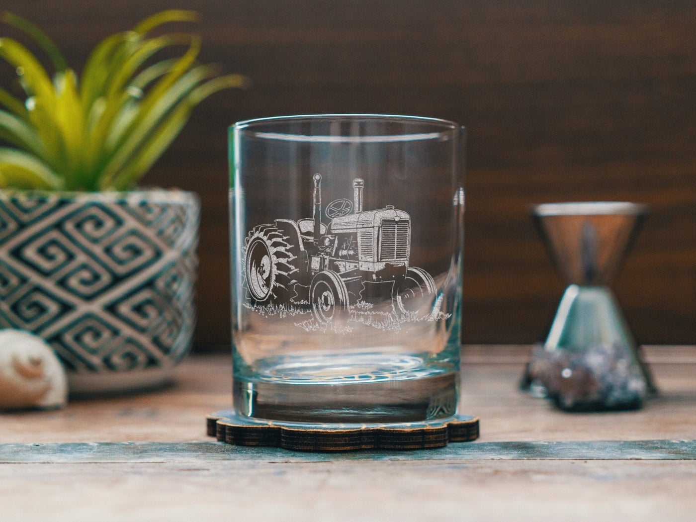 Tractor Glasses | Personalized Whiskey, Wine & Beer Etched Glassware, 4H Farmer Gifts, Farmhouse Ranch Décor, Country Style Kitchen Accents