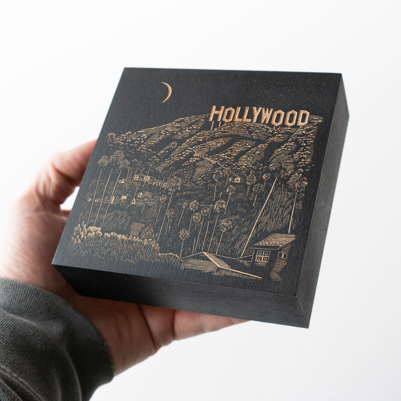 California Hollywood Hills Engraved Illustration