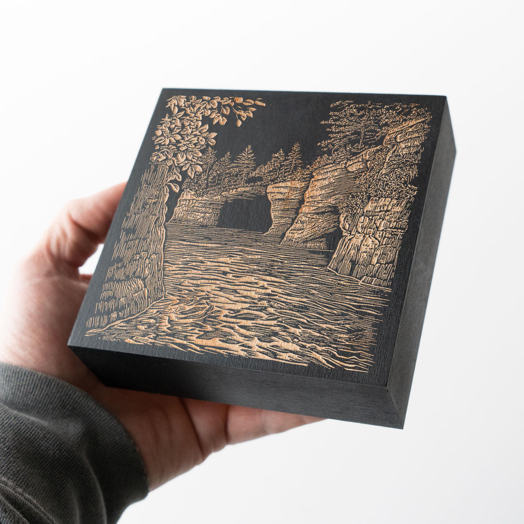 Wisconsin Apostle Islands Sea Caves Engraved Illustration