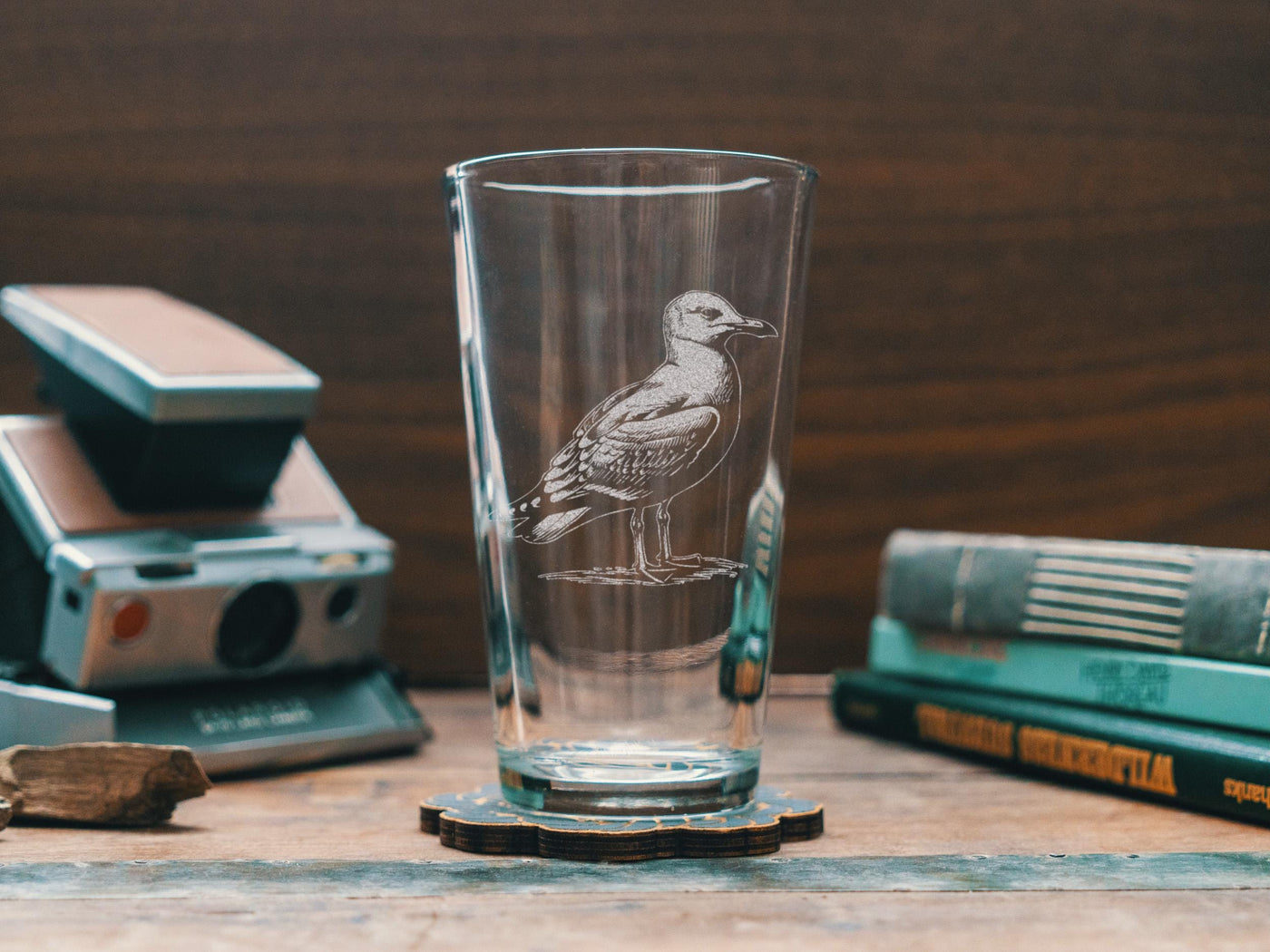 Seagull Glasses | Personalized Ocean Seabird Whiskey, Wine & Beer Etched Glassware, Beach House Gift, Coastal Bird Watcher Wildlife Decor