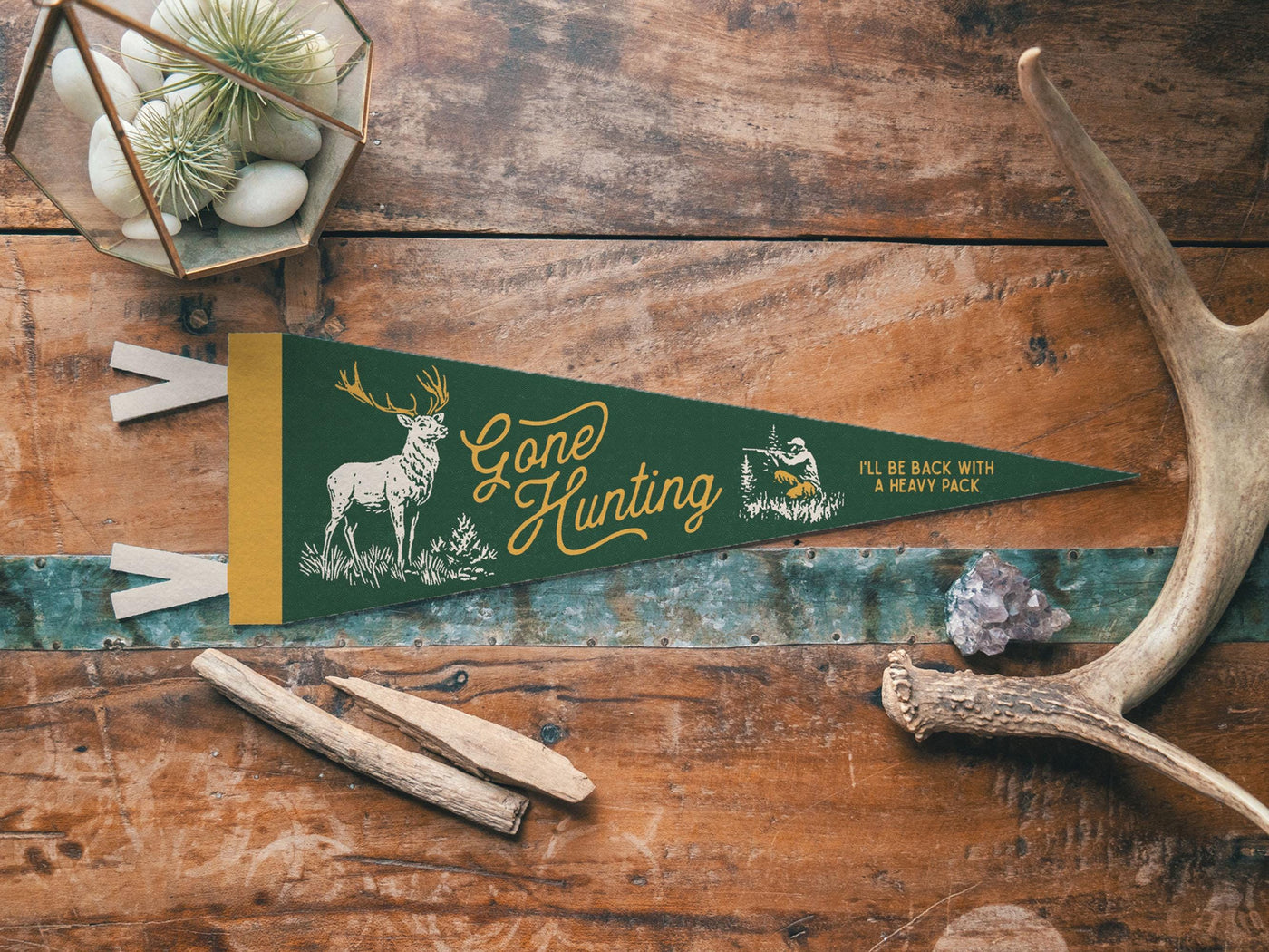 Gone Hunting Felt Pennant