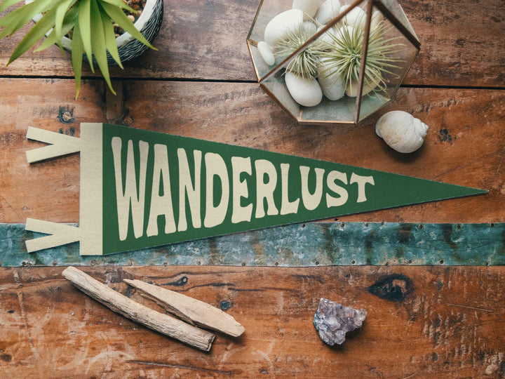 Wanderlust Felt Camp Pennant